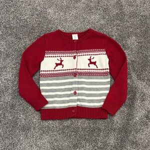 Red and Gray Kids Reindeer Sweater